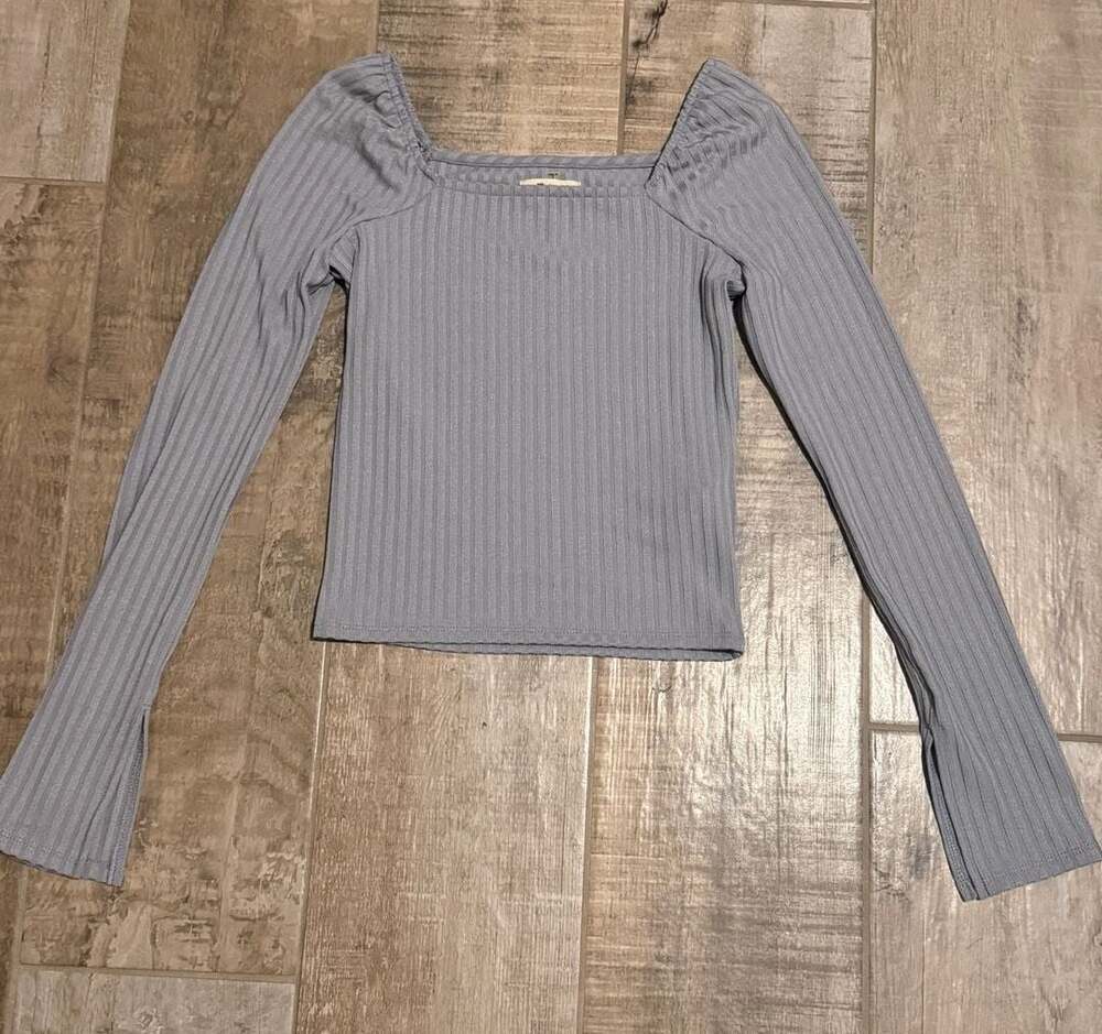 Madewell Ribbed Square Neck Long Sleeve Top Size S